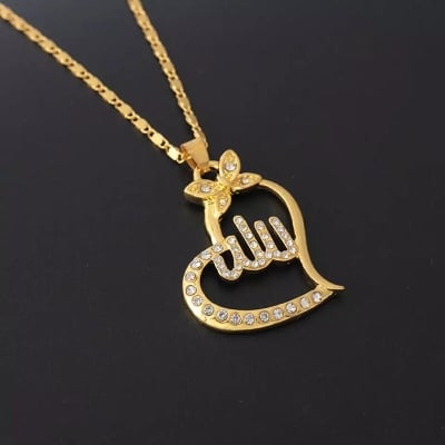 Picture of Arabic Women Heart Shape Mosaic Rhinestone Gold Color - Gold - Adjustable