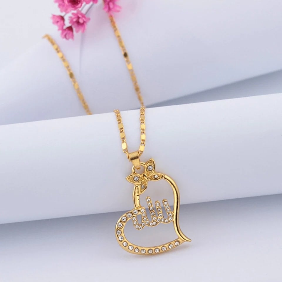 Picture of Arabic Women Heart Shape Mosaic Rhinestone Gold Color - Gold - Adjustable