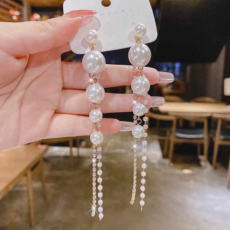 Picture of Big Pearl Dangle Earrings For Women - Multicolor