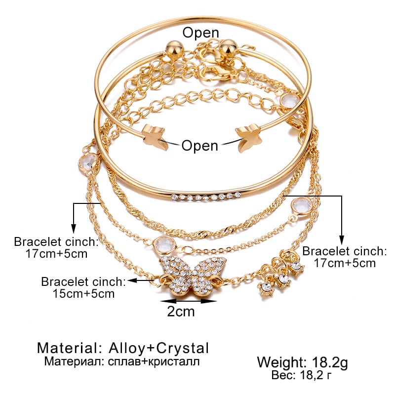 Picture of 5pcs Butterfly Bracelet Set For Women - Bracelet - Gold