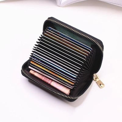 Picture of Men women card holder small zipper wallet - Black