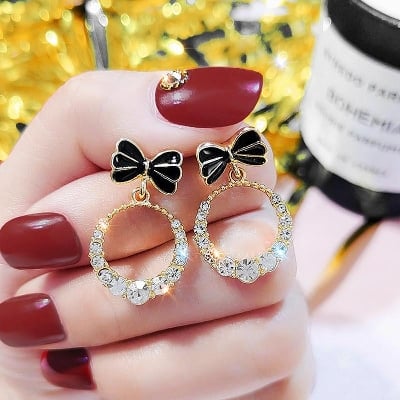 Picture of New Glitter  Earrings For Women - Black - Adjustable