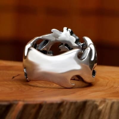 Picture of Sterling Silver Dragon Ring  Opening Vintage Thai Silver Ring - Silver - Adjustable