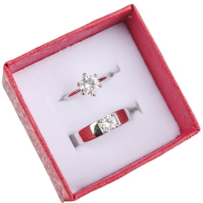 Picture of Couple Love Ring for Lovers Men Women box free - Silver - Adjustable