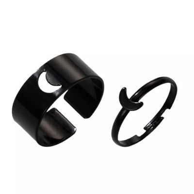 Picture of 2pcs Heart Ring - Black - Adjustable