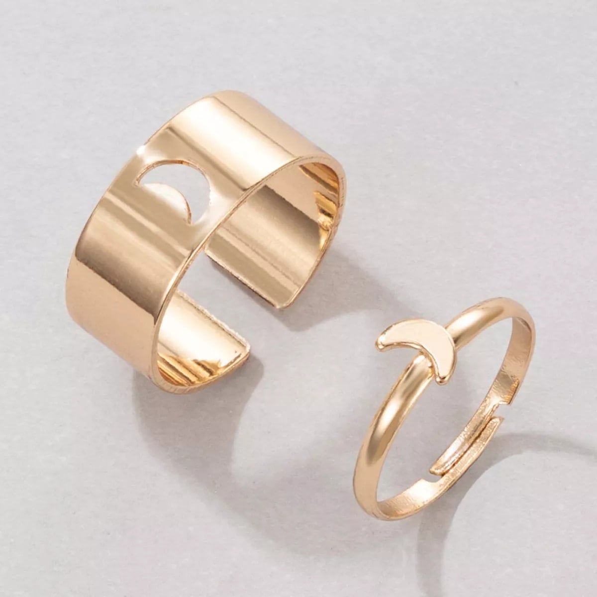 Picture of Love King and Queen Couple Ring Set In  hart black - Gold - Adjustable