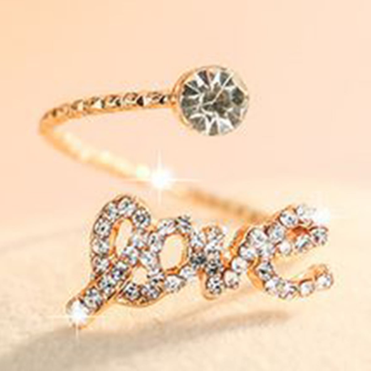 Picture of Stylish Unique  Love Desing Finger Ring For Women/girls/Lady - Gold - Adjustable
