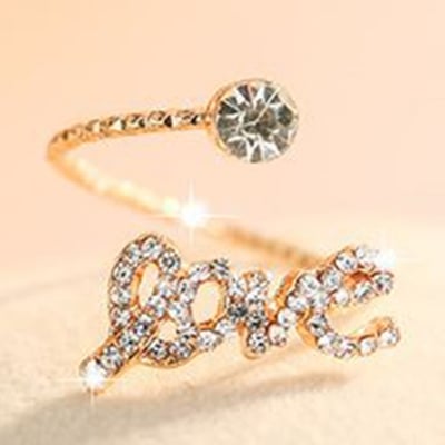 Picture of Stylish Unique  Love Desing Finger Ring For Women/girls/Lady - Gold - Adjustable