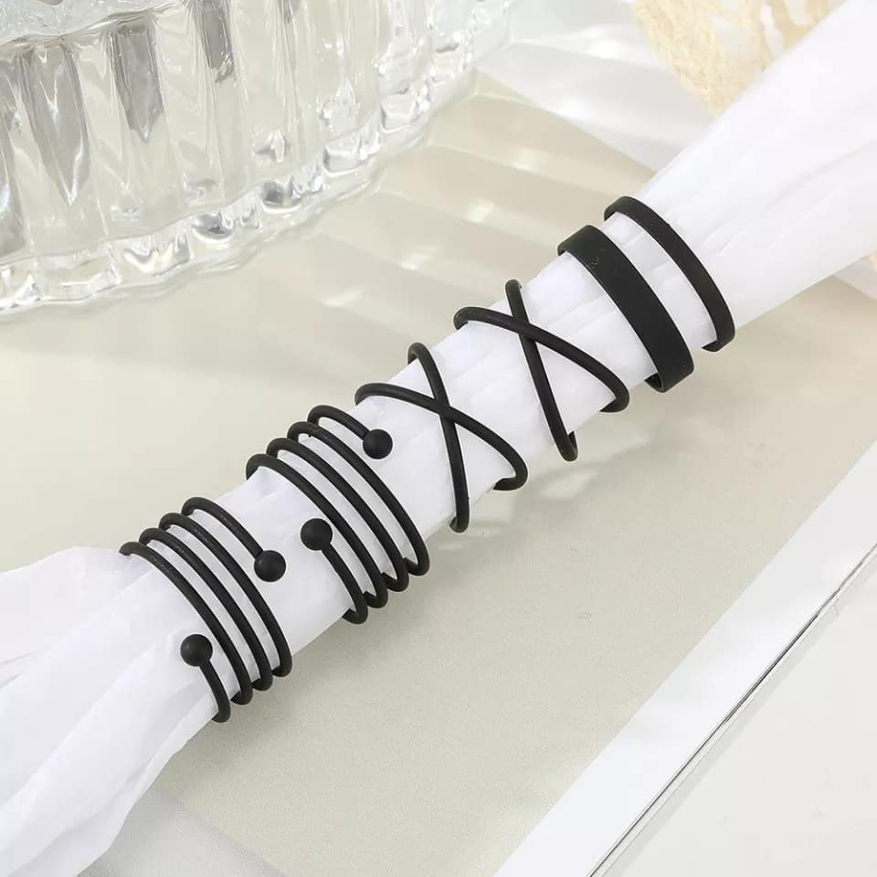 Picture of 6 Pcs/Set Finger Ring Set Punk Knuckle Rings for women's fashion - Black - Adjustable