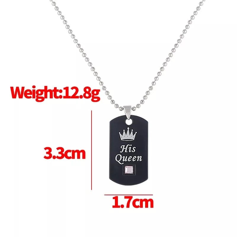 Picture of Romantic Her King & His Queen Couple Necklaces Black Crown Statement Lovers Pendant Necklace For Couples - Black - Adjustable