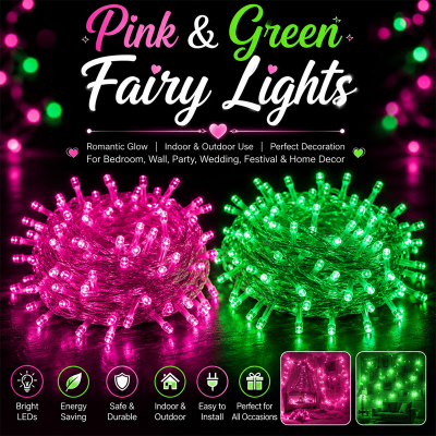 Picture of Decorative Green & Pink Fairy Lights LED String Light – Romantic Room Decoration Light for Bedroom, Wall, Party, Wedding, Festival & Home Decor
