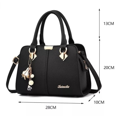 Picture of PU Leather Women Shoulder Bag Female Top-Handle Handbag Crossbody Bags with Flower Pendant Crossbody Bag for Women Handbag - Green