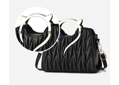 Picture of Women Bag Female Shoulder Bag Bow Embroidery Bag Handbag Casual Shoulder Bag Lady Messenger Bag Fashionable Bag for Women Leather Shoulder Bag Fashion Handbeg College Bag - Black