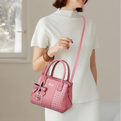 Picture of Purses and Handbags for Women Fashion Ladies PU Leather Top Handle Embroidery Bag Shoulder Tote Bags Pendant Crossbody Bag for Women Handbag - Pink