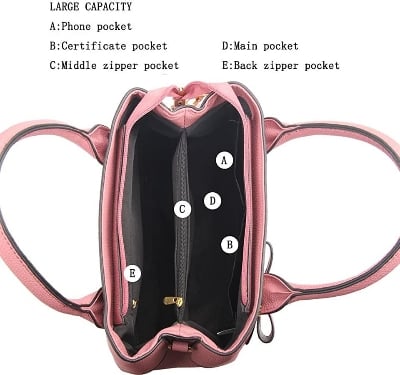 Picture of Purses and Handbags for Women Fashion Ladies PU Leather Top Handle Embroidery Bag Shoulder Tote Bags Pendant Crossbody Bag for Women Handbag - Pink