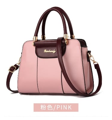 Picture of Women Handbag Shoulder Bag Girls Fashion Famous Design Leather Big Casual Tote High Quality Hasp Casual Black New Latest Trend Pu Leather Stylish Fashionable Bag for Women - Pink