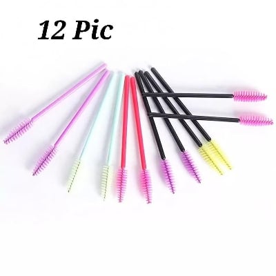 Picture of 12pcs Eyebrow Brush Mascara Lip Brush Comb Wands Eye Lashes - Multicolor