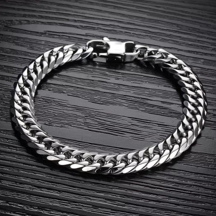 Picture of Silver Stainless Steel Bracelet for Men - Silver - Adjustable