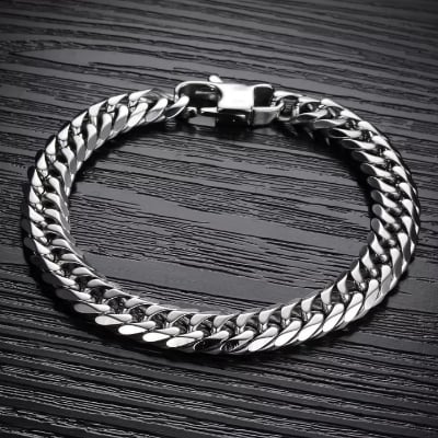 Picture of Silver Stainless Steel Bracelet for Men - Silver - Adjustable