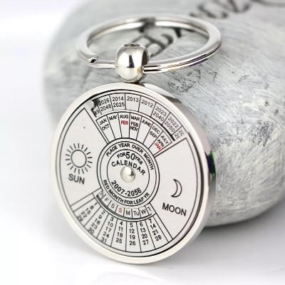 Picture of 50 Year Metal Perpetual Calendar Key Ring | Silver Colour - Silver