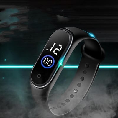 Picture of Touch LED Sports Watch Waterproof For Unisex Silicon Smart Fashion Watch - Black