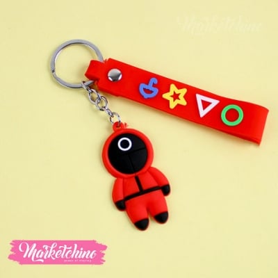 Picture of Silicone Keychain-Squid Game-Circle - Red