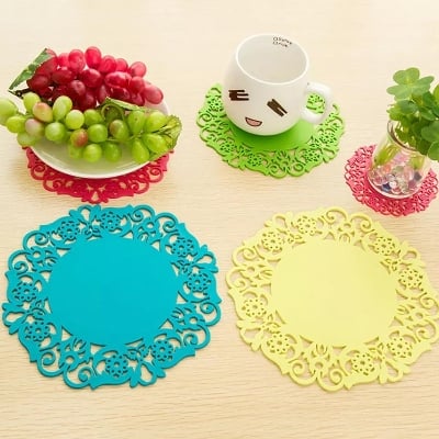 Picture of 6Pcs Silicone Dining Table Coffee Cups Drinks kitchen Accessories Mug Placemats Coaster Mats - Multicolor