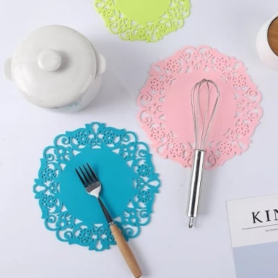 Picture of 6Pcs Silicone Dining Table Coffee Cups Drinks kitchen Accessories Mug Placemats Coaster Mats - Multicolor