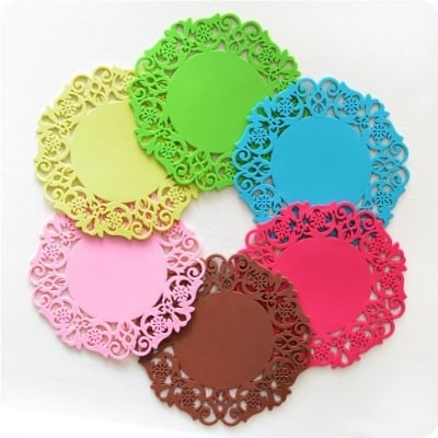 Picture of 6Pcs Silicone Dining Table Coffee Cups Drinks kitchen Accessories Mug Placemats Coaster Mats - Multicolor