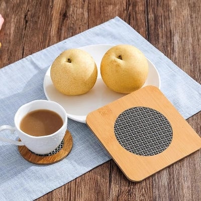Picture of Brown & White Puzzle Bamboo Trivet - Multicolor