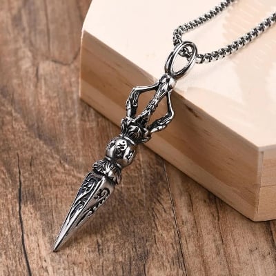 Picture of Dagger Pendant Chain for Men - Silver