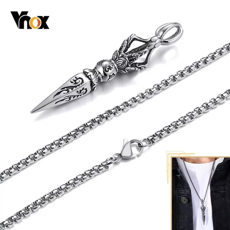 Picture of Dagger Pendant Chain for Men - Silver