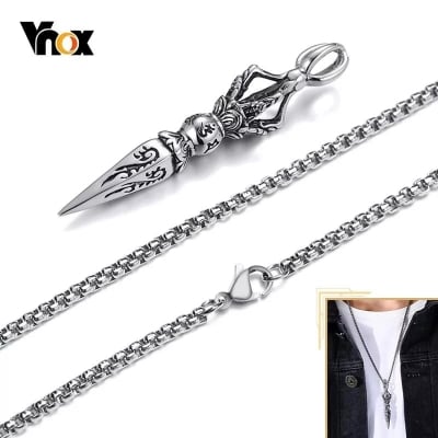 Picture of Dagger Pendant Chain for Men - Silver