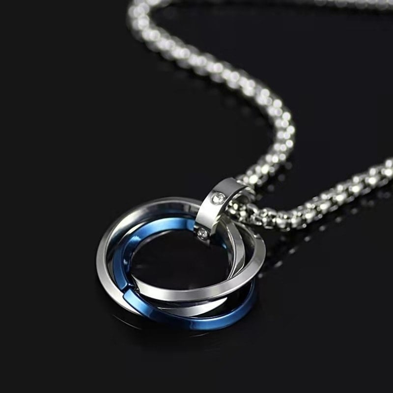 Picture of Stainless steel Three turns endant men ring pendant  Long Chain For men - Multicolor