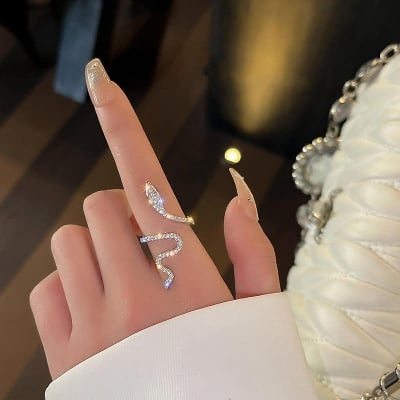 Picture of Zircon Snake Ring for Women Ring Crystal Adjustable Rings - Silver - Adjustable