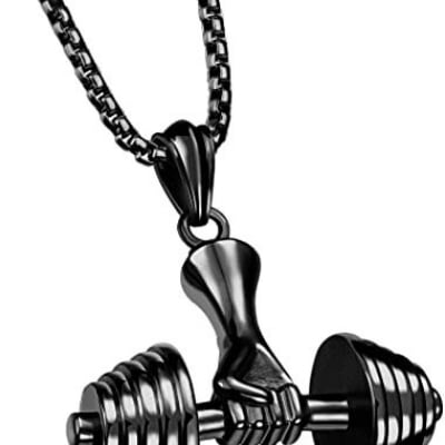 Picture of Simple Fitness Muscle  Pendant Necklaces for Men - Black
