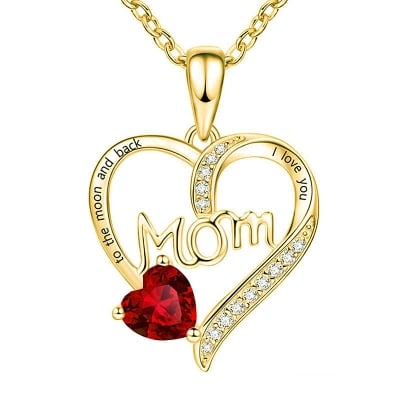 Picture of Fashion Letter Mom Heart Shaped Crystal Pendant Necklace