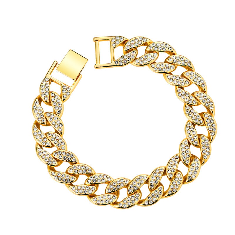 Picture of Trendsetter -Upscale Living -Hip Hop Men Cuban Link Chain Bracelet Shiny Rhinestone Inlaid Bangle Jewelry- Inventive Choice