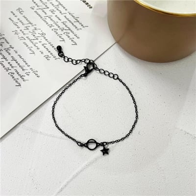 Picture of Black Stars Planets Adjustable Bracelet For Women Simple Design Jewelry Delicate Gift - Black