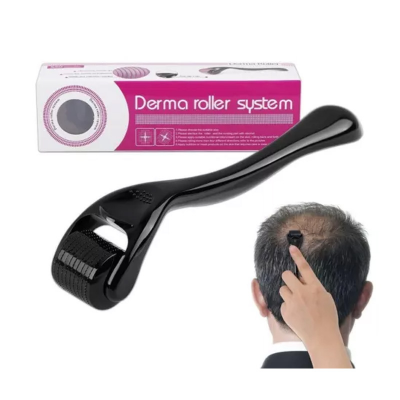 Picture of Beard &amp; Hair Growth Derma Roller &ndash; 540 Titanium Needles &ndash; 0.5mm Microneedling Roller for Skin, Scalp &amp; Face &ndash; Hair Regrowth, Skin Care, and Beard Growth Tool   Description (Bangla):