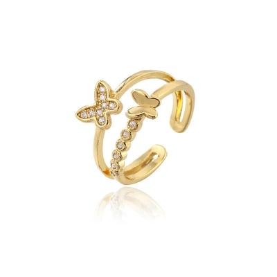 Picture of Athleisure - Avant Grade - Superb Quality - Trendy Butterfly Double Ring Set Women - Trend and Needful - Well Inspired & Crafted - Gold