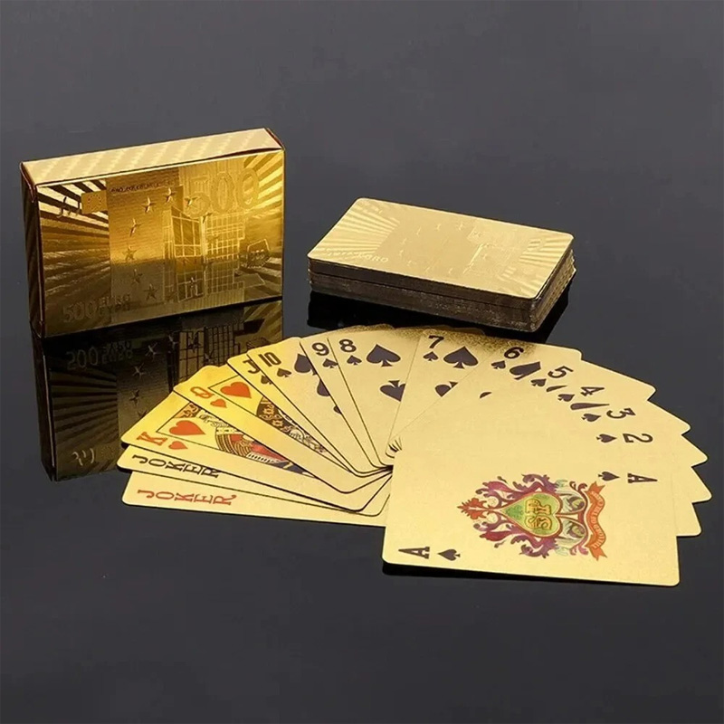 Picture of Luxury Gold Foil Waterproof Playing Cards – PET PVC Plastic Poker Deck Stylish Premium Cards for Game Night Gift Collection Durable Flexible
