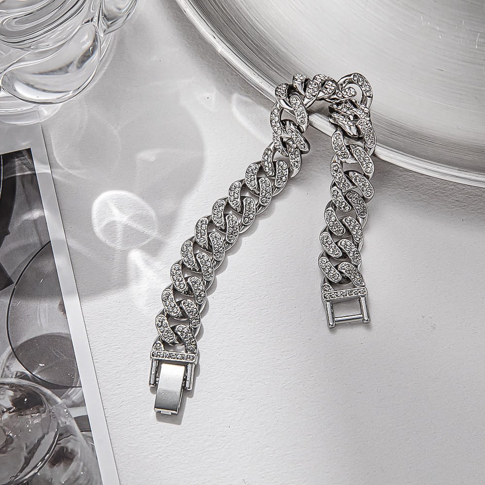 Picture of Premium Quality - New Golden Stone Crystal Bracelet Set For Men - Bracelet For Men - Bracelet For Boy for Gifts - Trend and Need full - Silver
