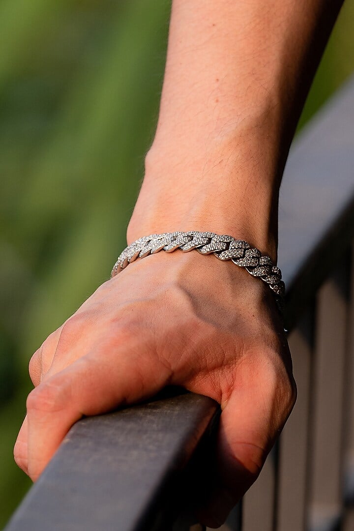 Picture of Premium Quality - New Golden Stone Crystal Bracelet Set For Men - Bracelet For Men - Bracelet For Boy for Gifts - Trend and Need full - Silver