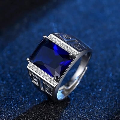 Picture of Multicolor Finger Ring for Men - Blue - Adjustable
