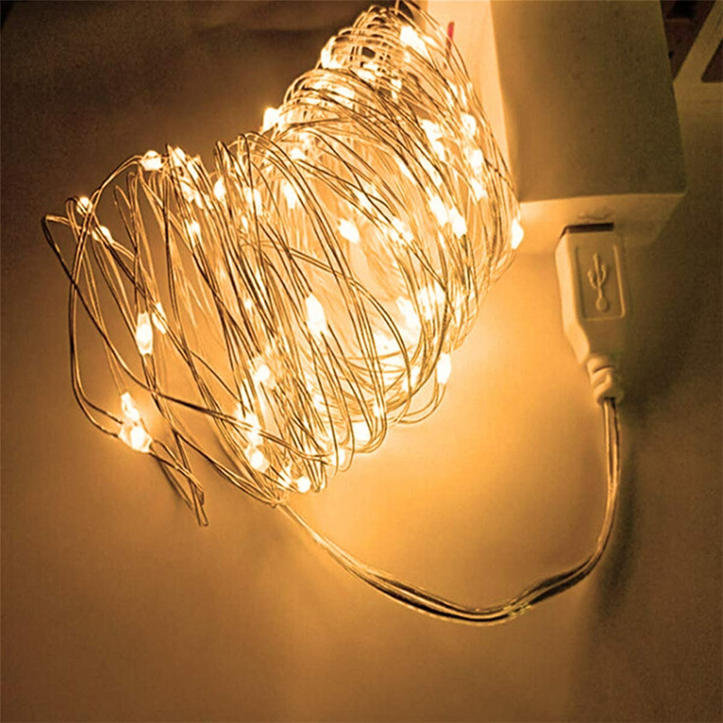Picture of USB Powered Decorative Fairy Light LED String Lights – 5M/16.4FT 50 LED Warm White Waterproof Copper Wire Garland Morisbati Jharbati for Room Decoration