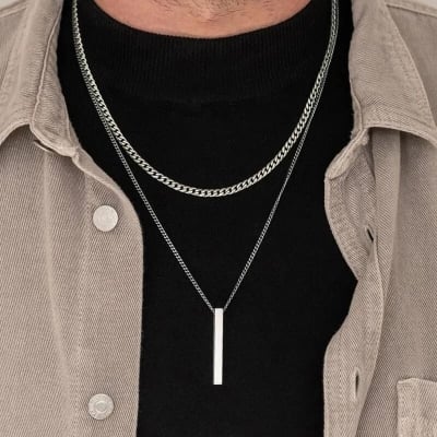 Picture of Highly Sustainable - Pendant Necklace For Men Women Stainless Steel Chain Necklace - Durabilty Assured - Well Inspired & Crafted - Silver