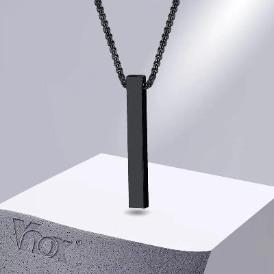 Picture of Refined Taste - Geometry Bar Necklace Stainless Steel Trendy Fashion Necklace For Men New Collections Necklace - Durabilty Assured - Black