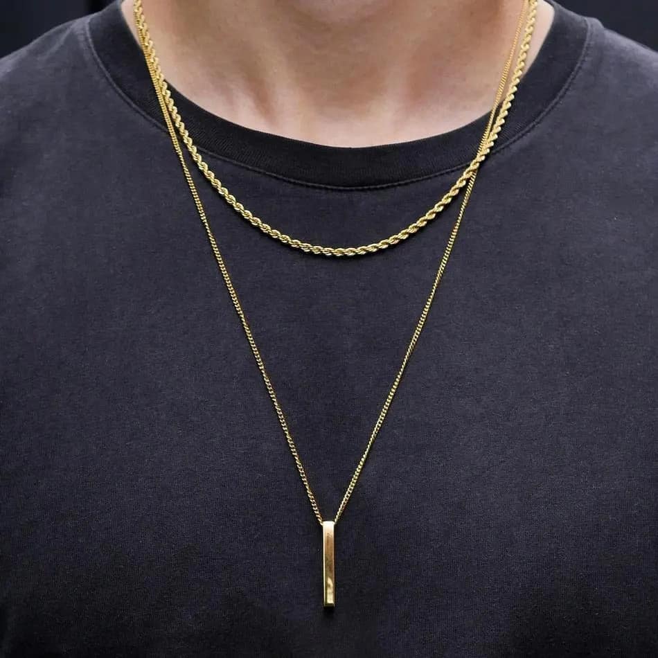 Picture of Premium Quality - Pendant Necklace For Men Women Stainless Steel Chain Necklace - Gold