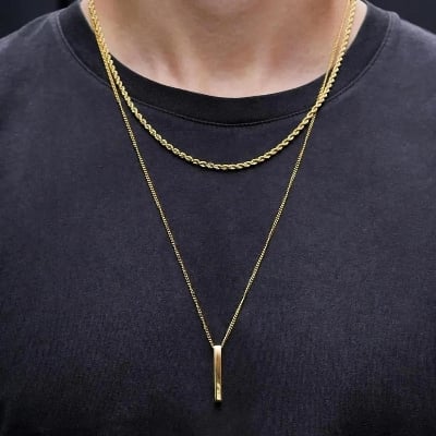 Picture of Premium Quality - Pendant Necklace For Men Women Stainless Steel Chain Necklace - Gold